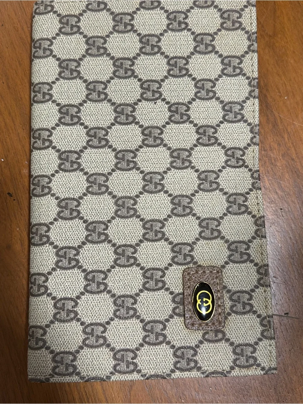 Gucci Beige and Brown GG Monogram Clutch and wallet Set with Gold-Tone Accents